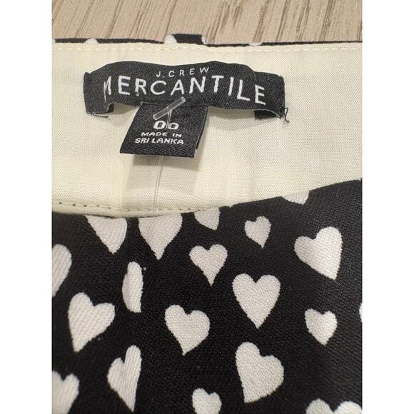 J. Crew Mercantile Heart Print Winnie Slim Leg Ankle-Length Pants Black White 00 - Picture 4 of 7